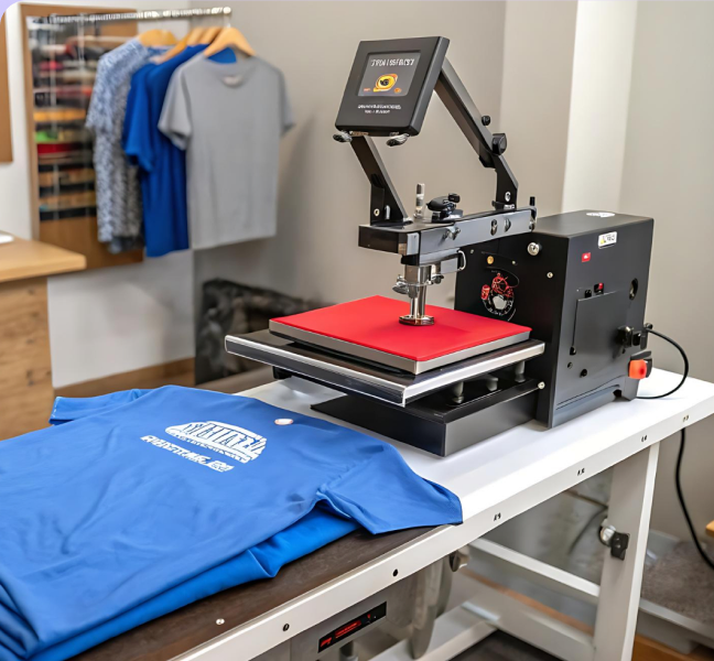 Teammedlemmar som arbetar vid industriella tryckpressar